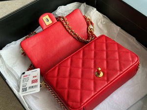 Chanel AS3757 Mini Flap Bag Grained Calfskin & Gold-Tone Metal Red - Default Title - View 7