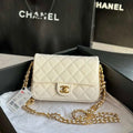 Chanel AS3757 Mini Flap Bag Grained Calfskin & Gold-Tone Metal White - Default Title - View 1