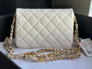 Chanel AS3757 Mini Flap Bag Grained Calfskin & Gold-Tone Metal White - Default Title - View 4
