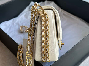 Chanel AS3757 Mini Flap Bag Grained Calfskin & Gold-Tone Metal White - Default Title - View 5