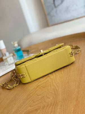 Chanel AS3757 Mini Flap Bag Grained Calfskin & Gold-Tone Metal Yellow - Default Title - View 6