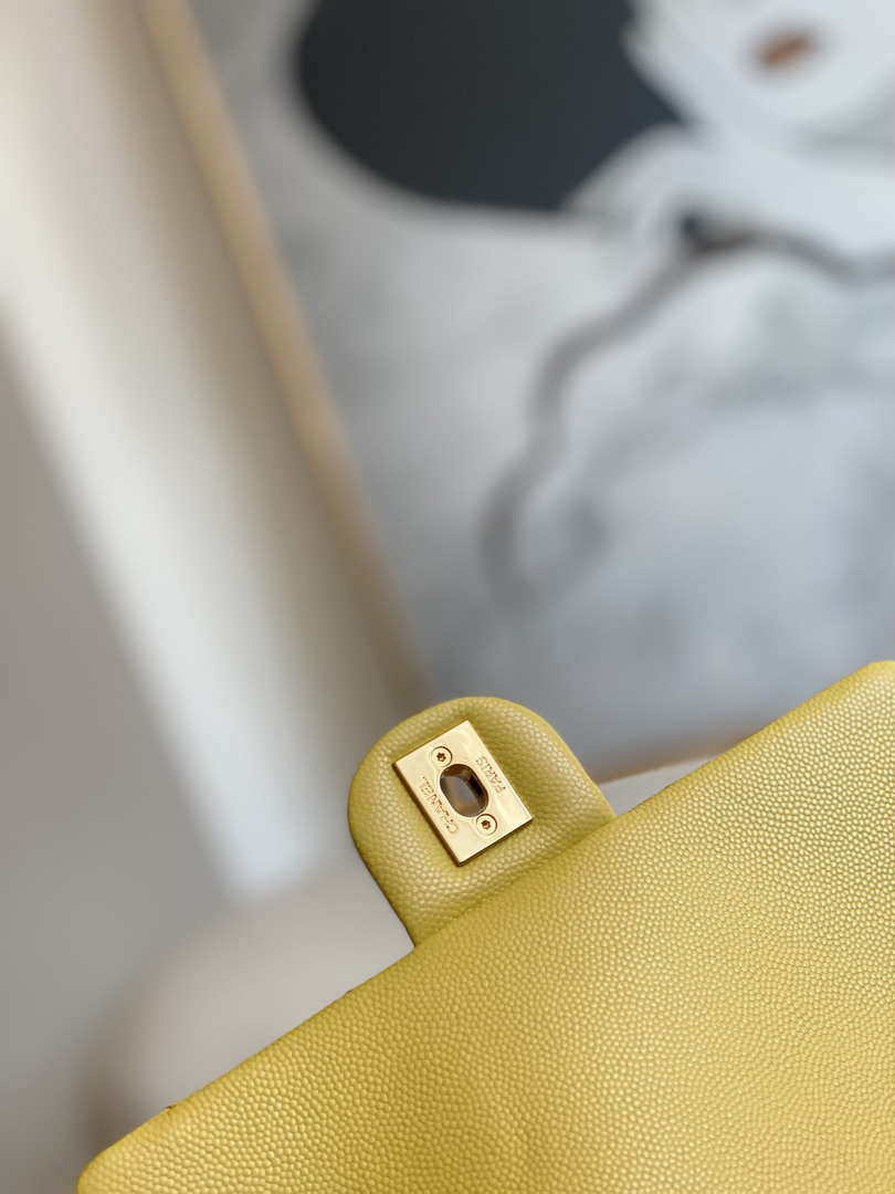 Chanel AS3757 Mini Flap Bag Grained Calfskin & Gold-Tone Metal Yellow - Default Title - View 7