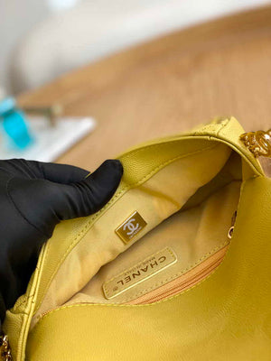 Chanel AS3757 Mini Flap Bag Grained Calfskin & Gold-Tone Metal Yellow - Default Title - View 9