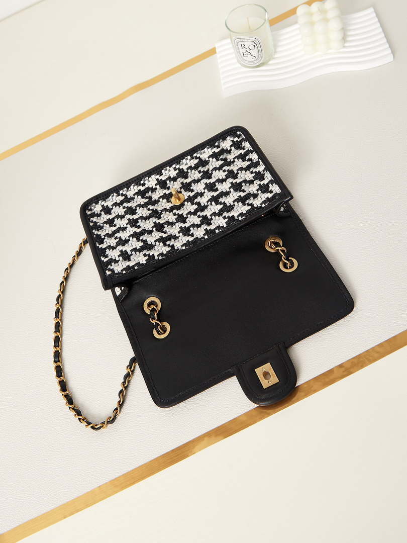 Chanel AS3767 Flap Bag Woven Lambskin Black