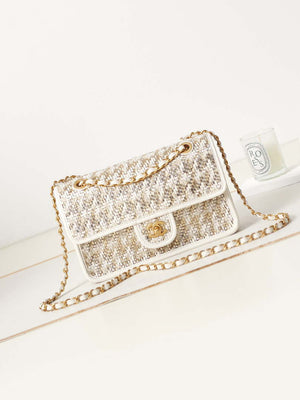 Chanel AS3767 Flap Bag Woven Lambskin White - Default Title - View 1