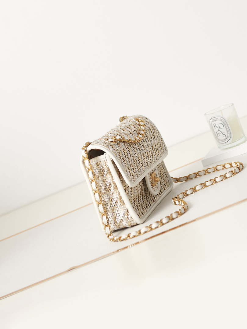 Chanel AS3767 Flap Bag Woven Lambskin White - Default Title - View 3