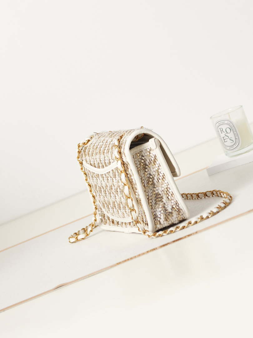 Chanel AS3767 Flap Bag Woven Lambskin White - Default Title - View 4