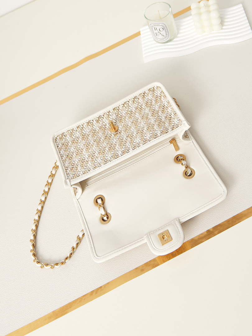 Chanel AS3767 Flap Bag Woven Lambskin White - Default Title - View 7