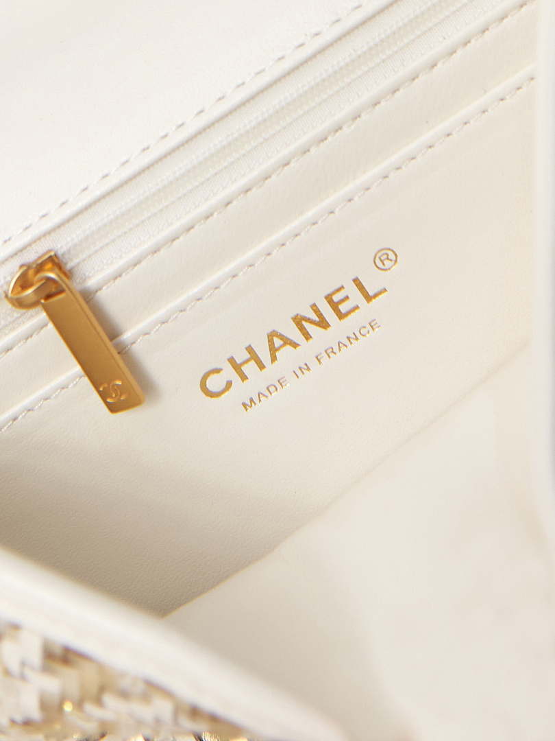 Chanel AS3767 Flap Bag Woven Lambskin White