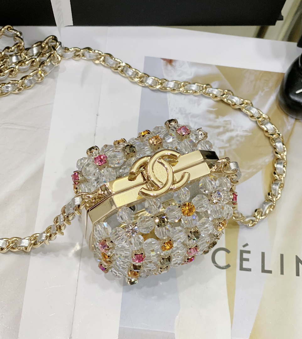 Chanel AS3769 MINI EVENING Bag Imitation Pearls gemstone White & Multicolor