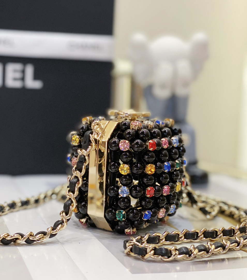 Chanel AS3769 MINI EVENING Bag Imitation Pearls Black & Multicolor