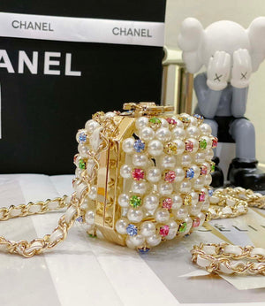 Chanel AS3769 MINI EVENING Bag Imitation Pearls & Gold-Tone Metal White & Multicolor - Default Title - View 5