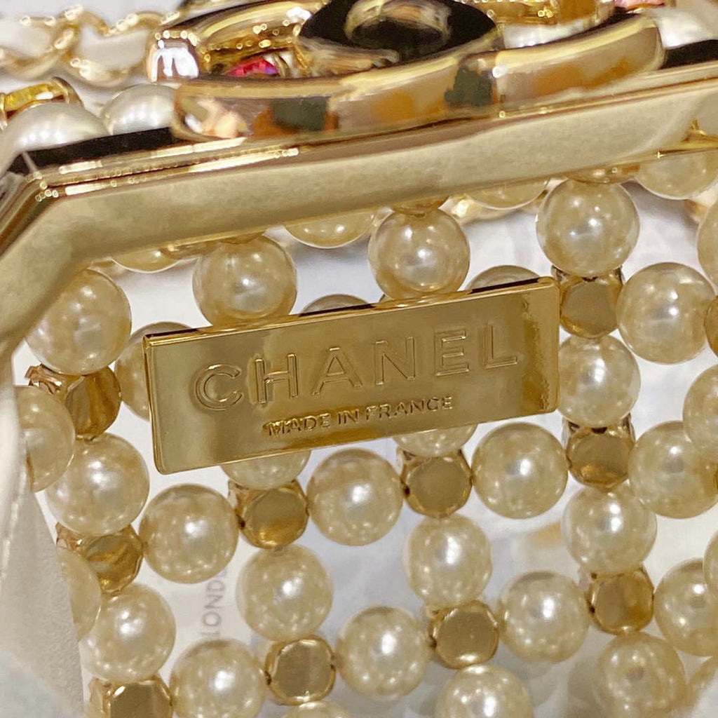 Chanel AS3769 MINI EVENING Bag Imitation Pearls & Gold-Tone Metal White & Multicolor