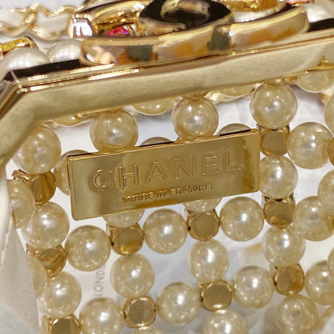 Chanel AS3769 MINI EVENING Bag Imitation Pearls & Gold-Tone Metal White & Multicolor - Default Title - View 9