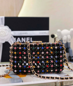 Chanel AS3771 EVENING Bag Glass Pearls & Gold-Tone Metal Black & Multicolor - Default Title - View 1