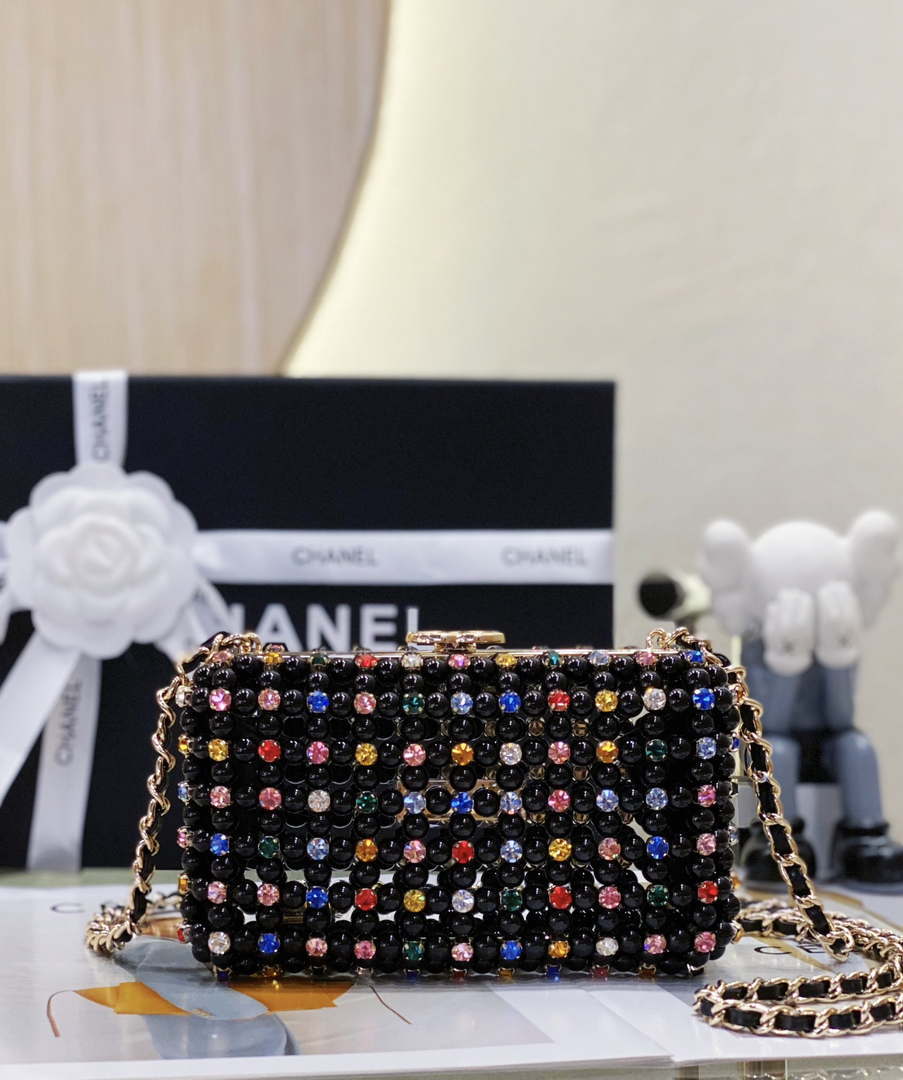Chanel AS3771 EVENING Bag Glass Pearls & Gold-Tone Metal Black & Multicolor - Default Title - View 2