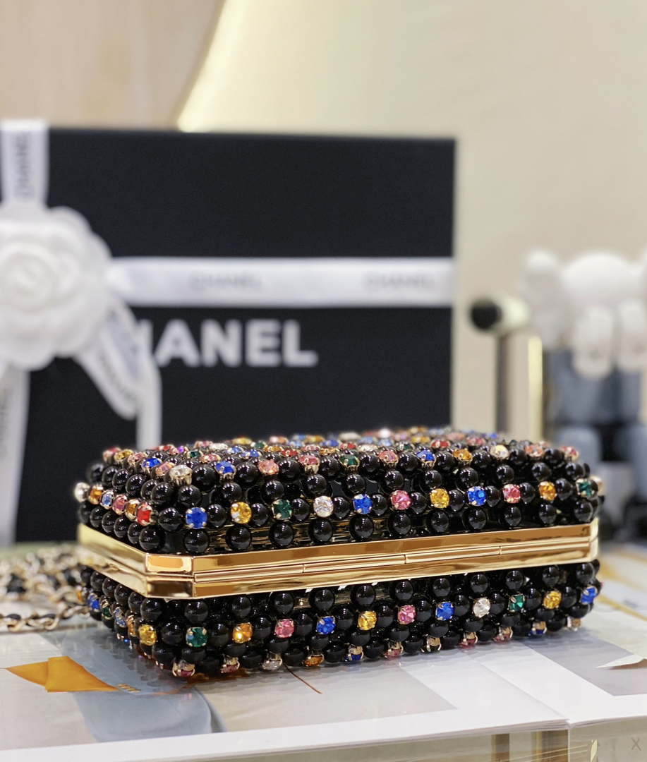 Chanel AS3771 EVENING Bag Glass Pearls & Gold-Tone Metal Black & Multicolor - Default Title - View 5