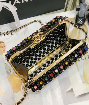 Chanel AS3771 EVENING Bag Glass Pearls & Gold-Tone Metal Black & Multicolor - Default Title - View 7
