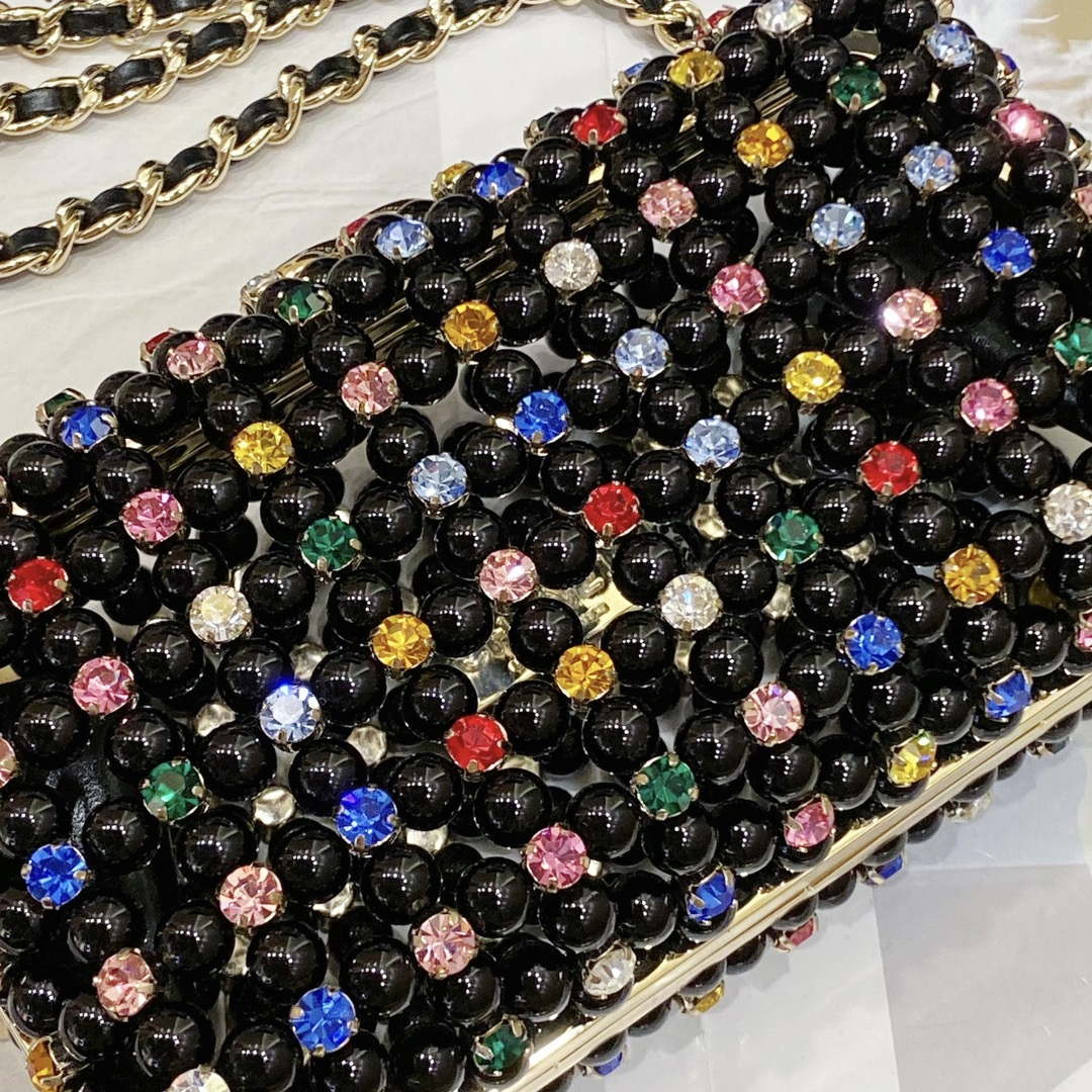Chanel AS3771 EVENING Bag Glass Pearls & Gold-Tone Metal Black & Multicolor - Default Title - View 9