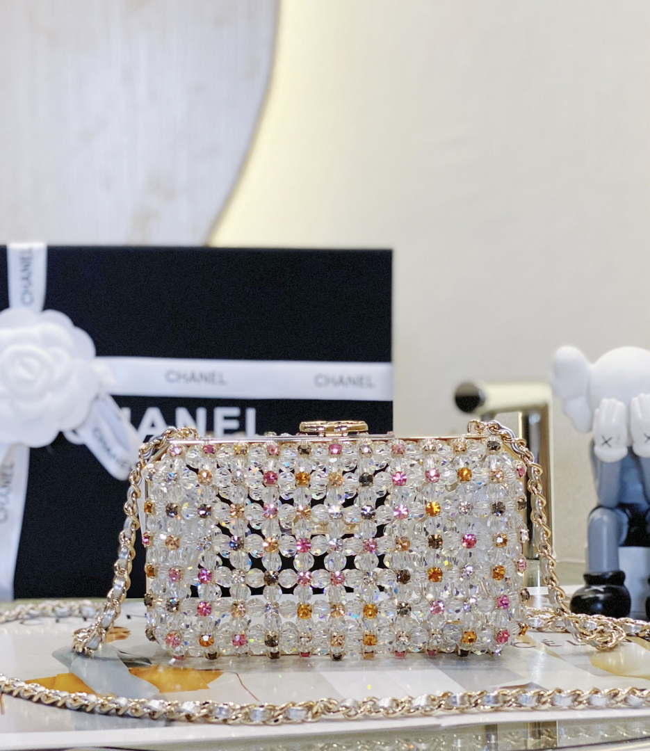 Chanel AS3771 EVENING Bag Glass Pearls & Gold-Tone Metal Transparent & Multicolor - Default Title - View 2