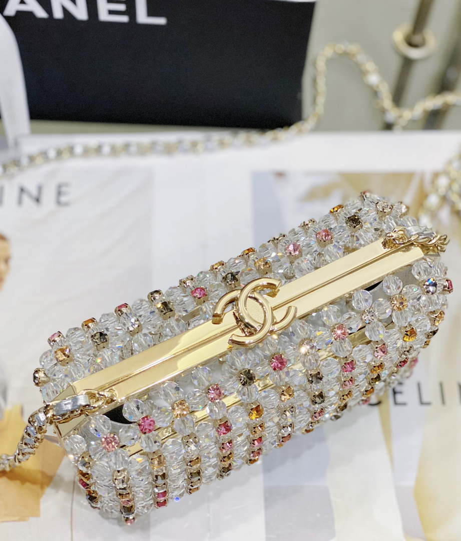 Chanel AS3771 EVENING Bag Glass Pearls & Gold-Tone Metal Transparent & Multicolor - Default Title - View 7