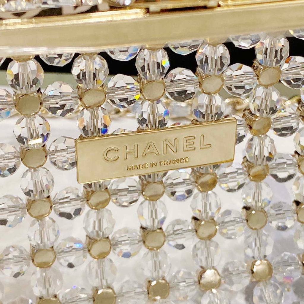 Chanel AS3771 EVENING Bag Glass Pearls & Gold-Tone Metal Transparent & Multicolor