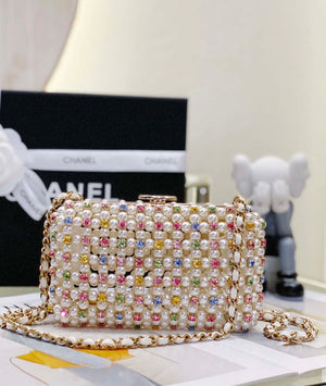 Chanel AS3771 EVENING Bag Glass Pearls & Gold-Tone Metal White & Multicolor - Default Title - View 1
