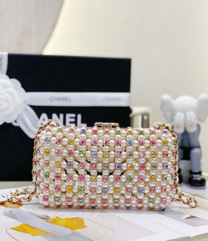Chanel AS3771 EVENING Bag Glass Pearls & Gold-Tone Metal White & Multicolor - Default Title - View 2