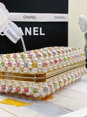 Chanel AS3771 EVENING Bag Glass Pearls & Gold-Tone Metal White & Multicolor - Default Title - View 5