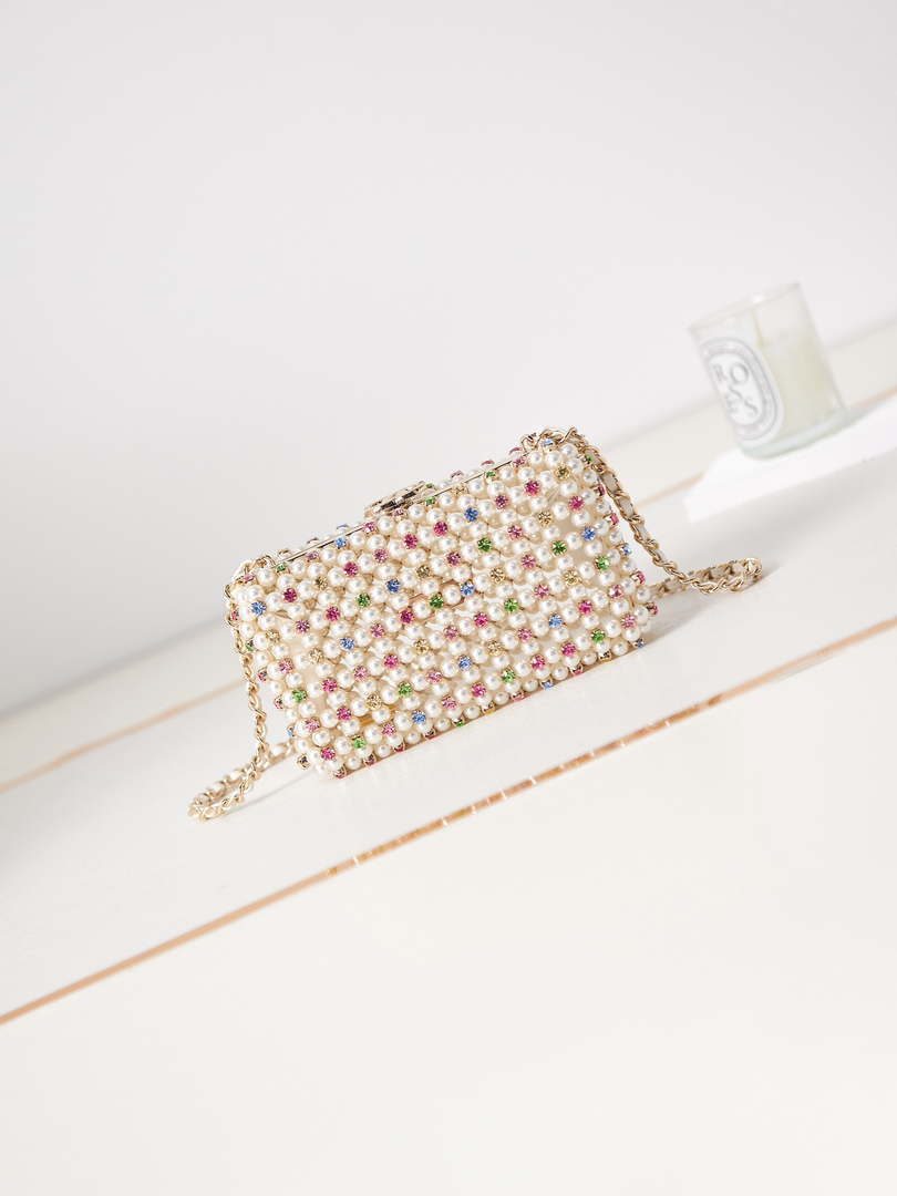 Chanel AS3771 evening Bag Imitation Pearls & Gold-Tone Metal Transparent & Multicolour - Default Title - View 1