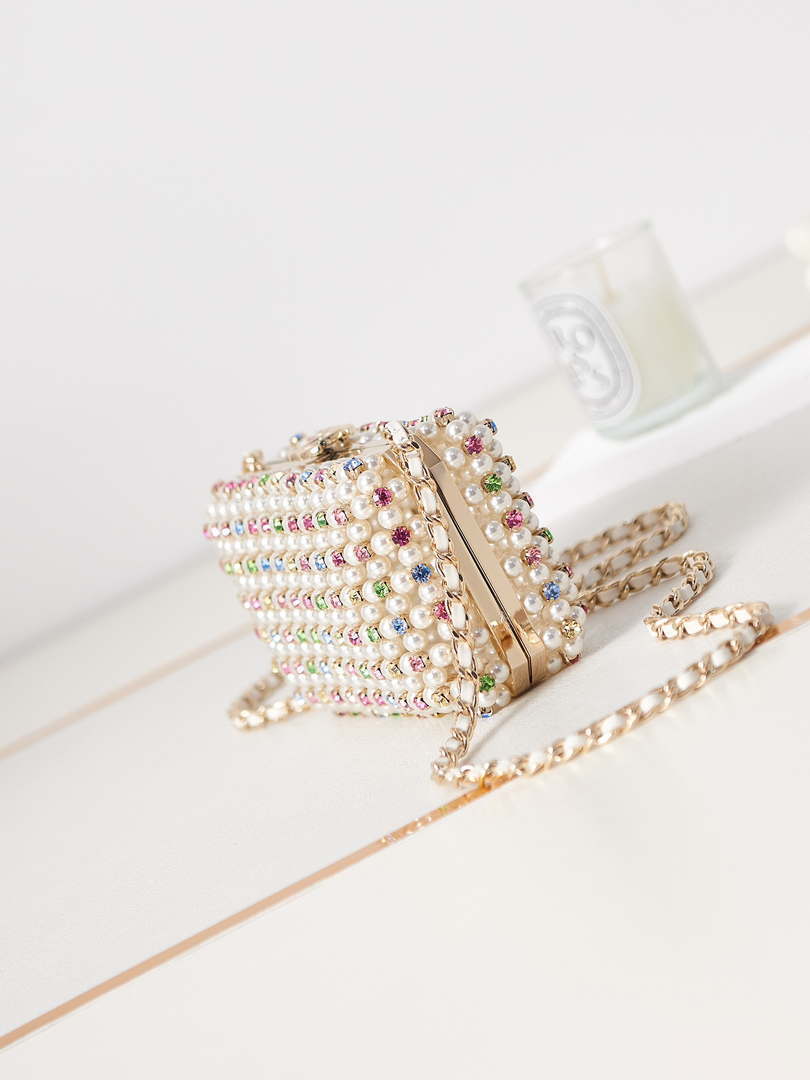 Chanel AS3771 evening Bag Imitation Pearls & Gold-Tone Metal Transparent & Multicolour - Default Title - View 3