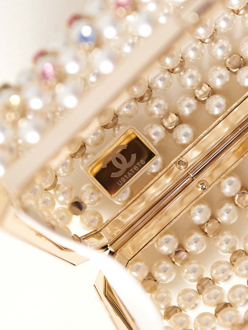 Chanel AS3771 evening Bag Imitation Pearls & Gold-Tone Metal Transparent & Multicolour - Default Title - View 6