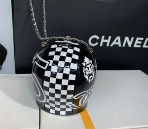 Chanel Evening Helmet Minaudiere Resin Strass AS3774 Black and White - Default Title - View 2