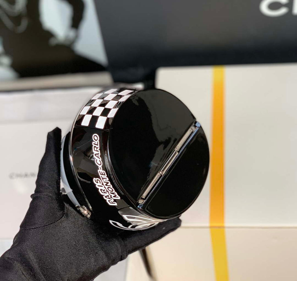 Chanel Evening Helmet Minaudiere Resin Strass AS3774 Black and White