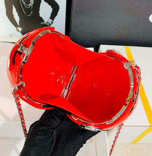 Chanel AS3774 Evening Helmet Minaudiere Resin Strass Red and White - Default Title - View 8