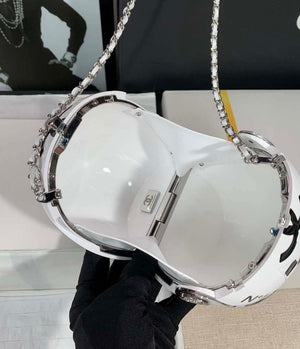 Chanel AS3774 Evening Helmet Minaudiere Resin Strass White and Black - Default Title - View 8