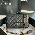 Chanel AS3777 Flap Bag Grained Calfskin & Gold-Tone Metal Black - Default Title - View 1