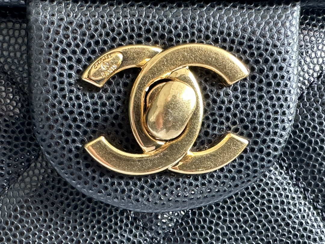 Chanel AS3777 Flap Bag Grained Calfskin & Gold-Tone Metal Black