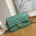 Chanel AS3777 Flap Bag Grained Calfskin & Gold-Tone Metal Green - Default Title - View 1