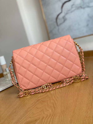 Chanel AS3777 Flap Bag Grained Calfskin & Gold-Tone Metal Pink - Default Title - View 2