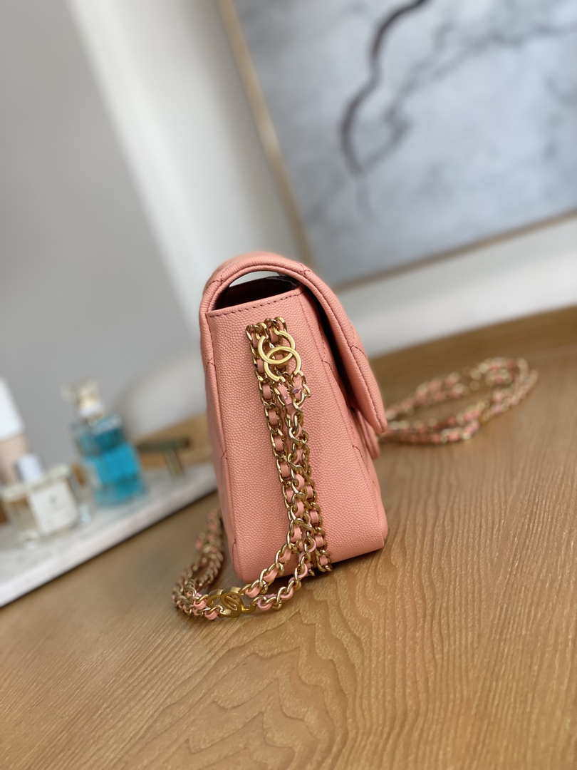 Chanel AS3777 Flap Bag Grained Calfskin & Gold-Tone Metal Pink - Default Title - View 4
