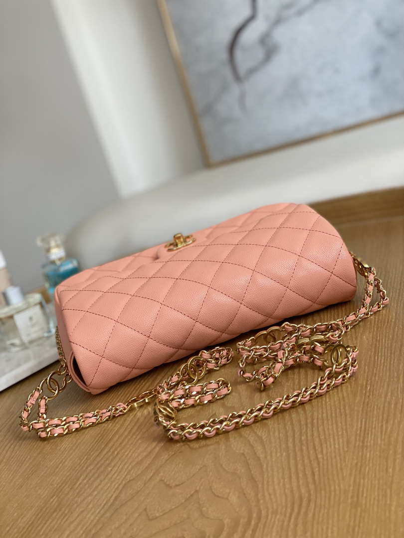 Chanel AS3777 Flap Bag Grained Calfskin & Gold-Tone Metal Pink - Default Title - View 5