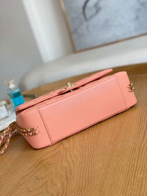 Chanel AS3777 Flap Bag Grained Calfskin & Gold-Tone Metal Pink - Default Title - View 6