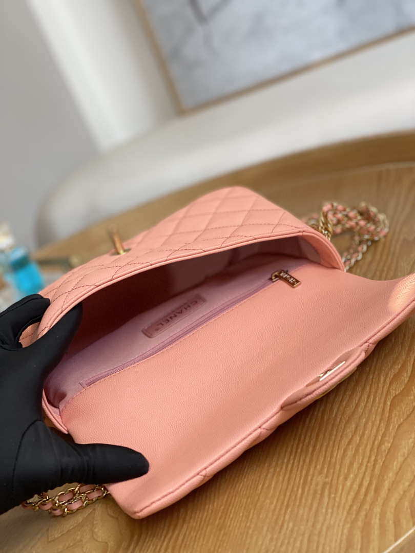 Chanel AS3777 Flap Bag Grained Calfskin & Gold-Tone Metal Pink - Default Title - View 8