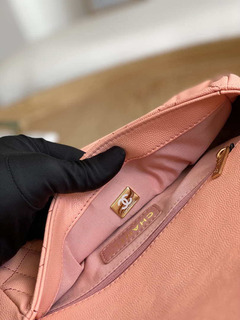 Chanel AS3777 Flap Bag Grained Calfskin & Gold-Tone Metal Pink - Default Title - View 9