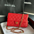 Chanel AS3777 Flap Bag Grained Calfskin & Gold-Tone Metal Red - Default Title - View 1