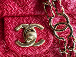 Chanel AS3777 Flap Bag Grained Calfskin & Gold-Tone Metal Red - Default Title - View 3