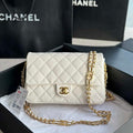 Chanel AS3777 Flap Bag Grained Calfskin & Gold-Tone Metal White - Default Title - View 1