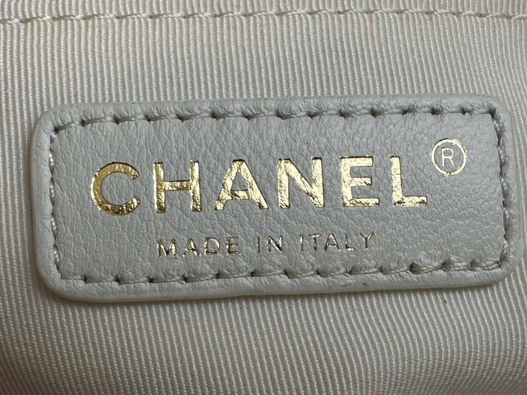 Chanel AS3777 Flap Bag Grained Calfskin & Gold-Tone Metal White