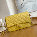 Chanel AS3777 Flap Bag Grained Calfskin & Gold-Tone Metal Yellow - Default Title - View 1
